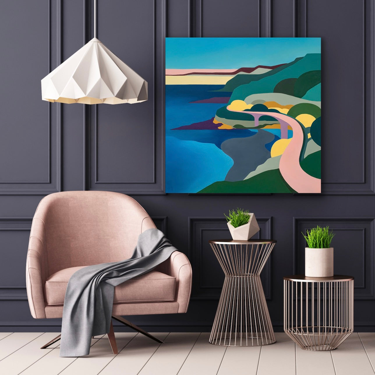 Vanessa Anderson, Coastal Road, Acrylic and Oil on Canvas